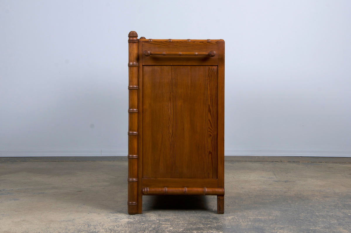 19th Century French Faux Bamboo Chest of Drawers W/ White Marble Top