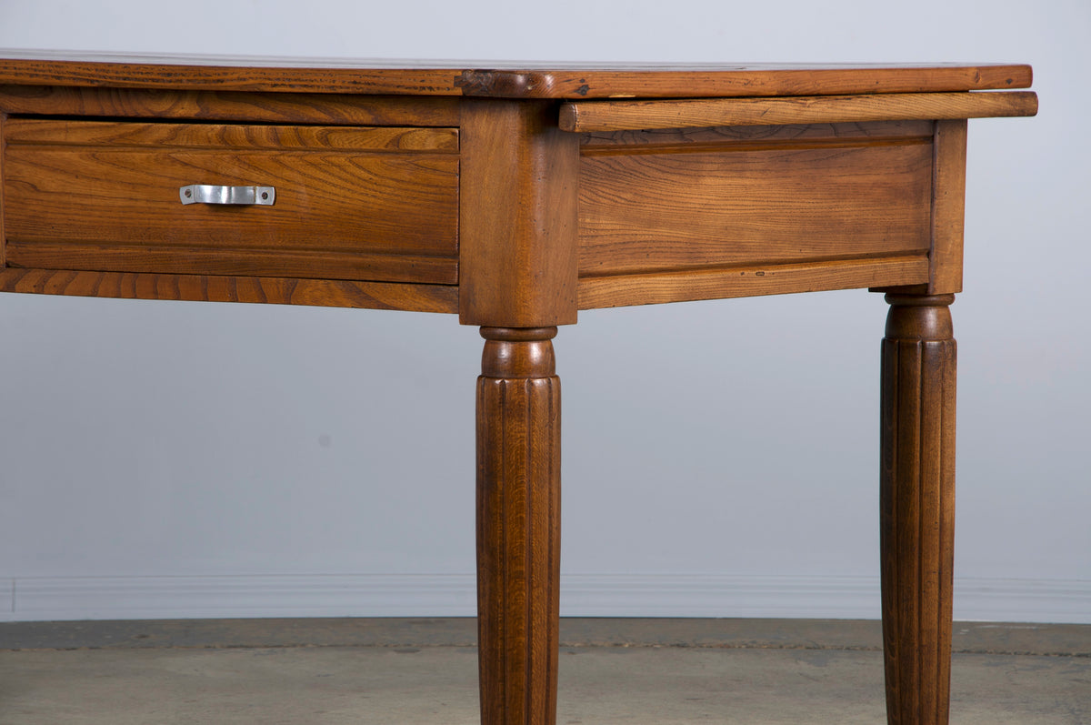 1930s French Art Deco Mixed Wood Farmhouse Table