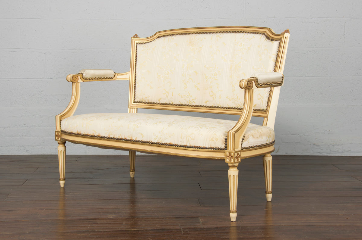 Vintage French Louis XVI Style Painted Provincial Loveseat