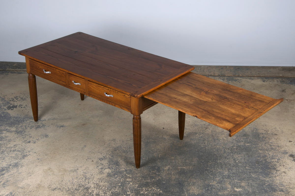 1930s French Art Deco Mixed Wood Farmhouse Table