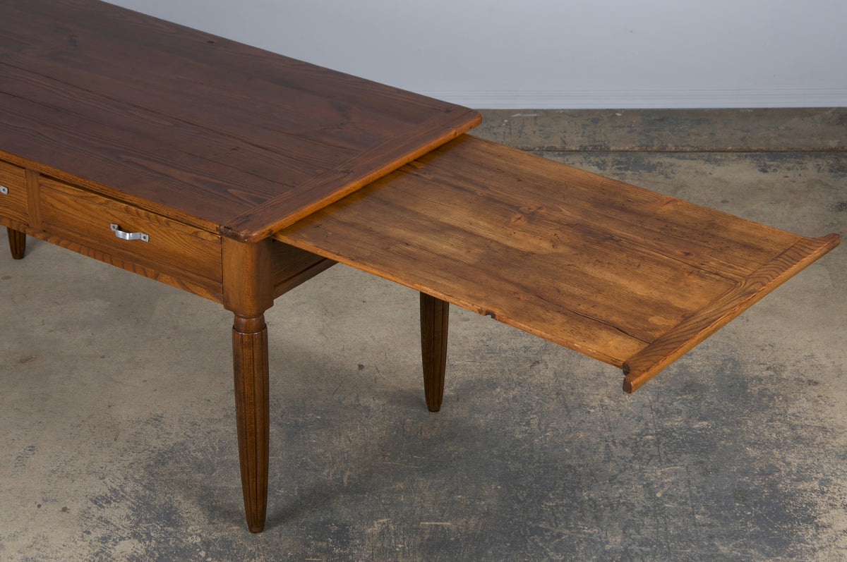 1930s French Art Deco Mixed Wood Farmhouse Table