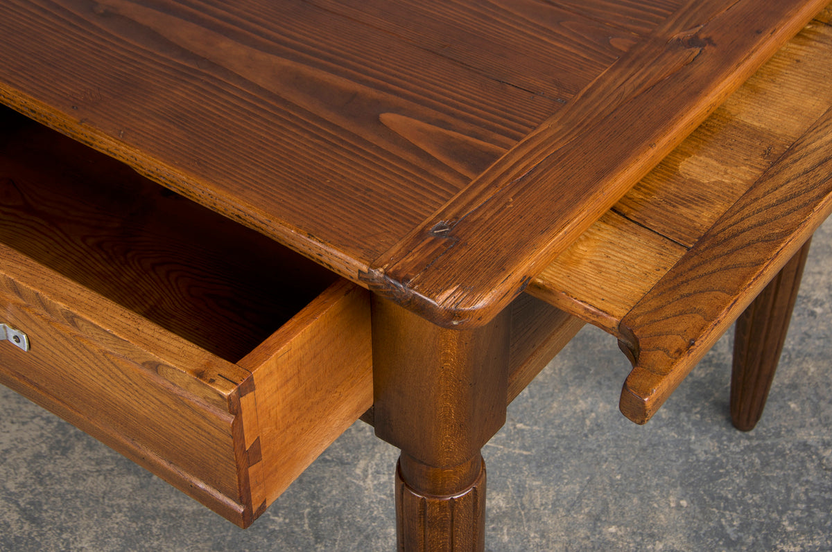 1930s French Art Deco Mixed Wood Farmhouse Table