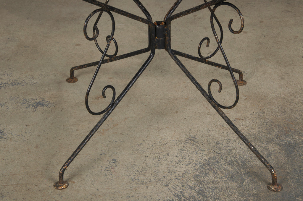 Antique French Art Nouveau Black Wrought Iron Painted Garden Set