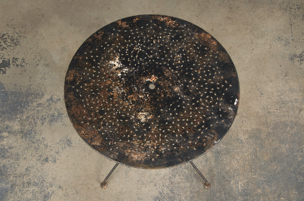 Antique French Art Nouveau Black Wrought Iron Painted Garden Set