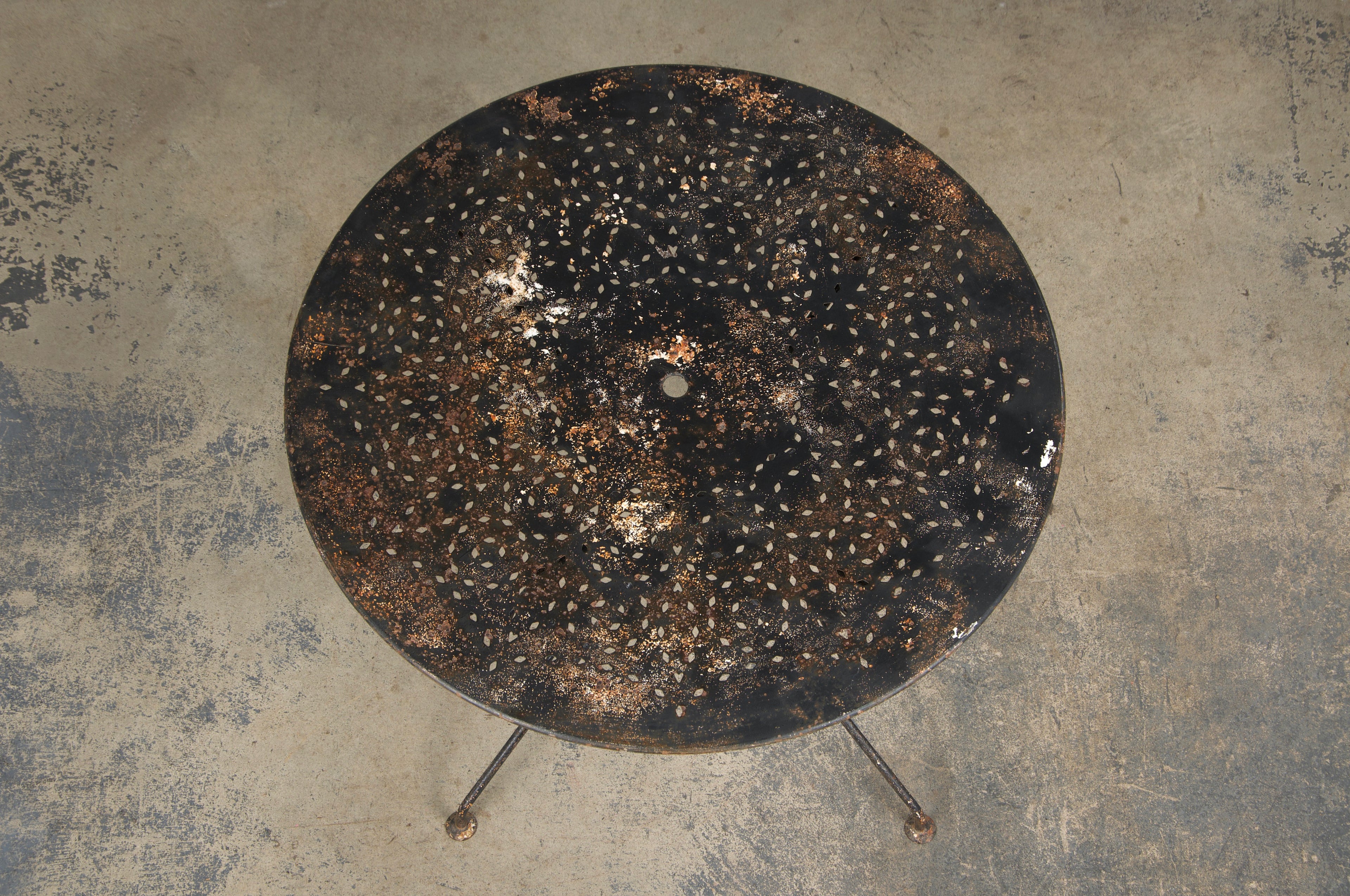 Antique French Art Nouveau Black Wrought Iron Painted Garden Set