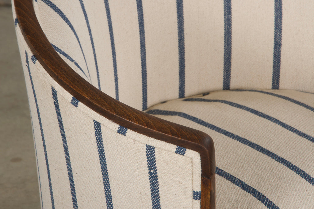 1930s French Art Deco Maple Tub Chairs in Striped Fabric - A Pair