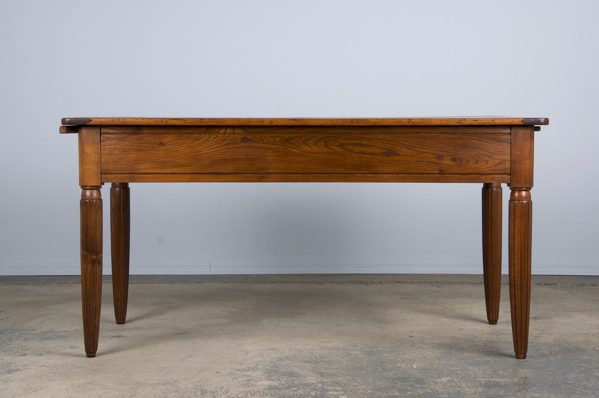 1930s French Art Deco Mixed Wood Farmhouse Table