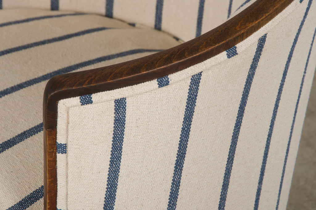 1930s French Art Deco Maple Tub Chairs in Striped Fabric - A Pair