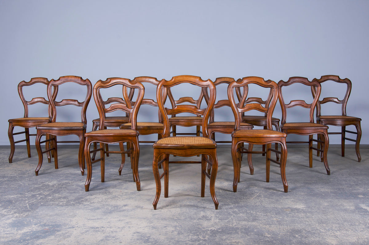 Antique Austrian Michael Thonet Bentwood Dining Chairs W/ Leather Seats - Set of 10 - Stamped