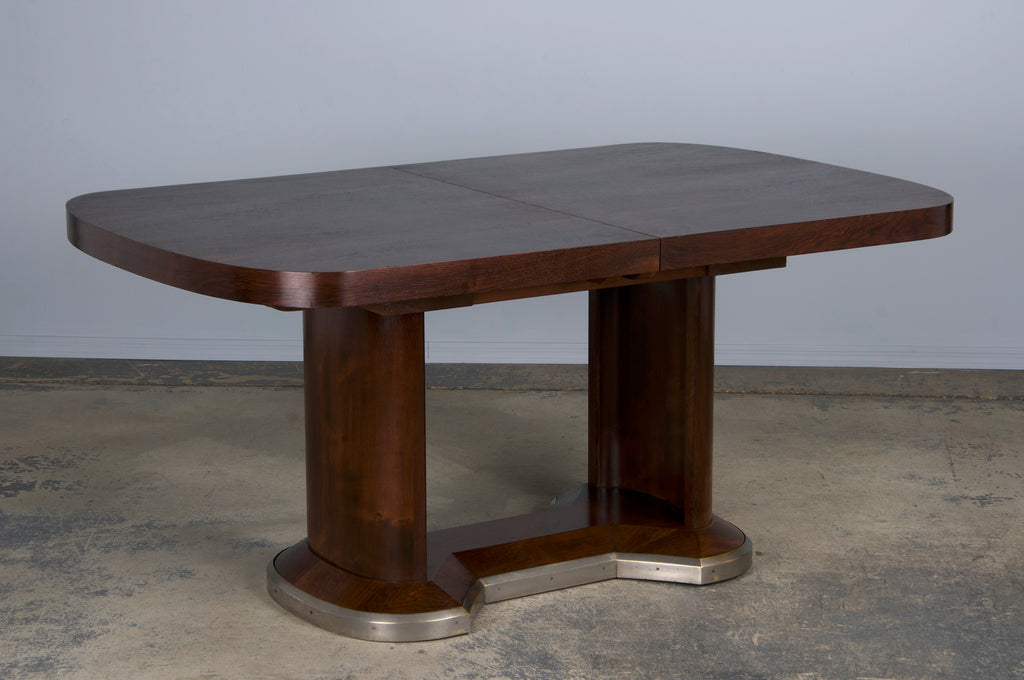 1930s French Jules Leleu Art Deco Rosewood Extendable Dining Table