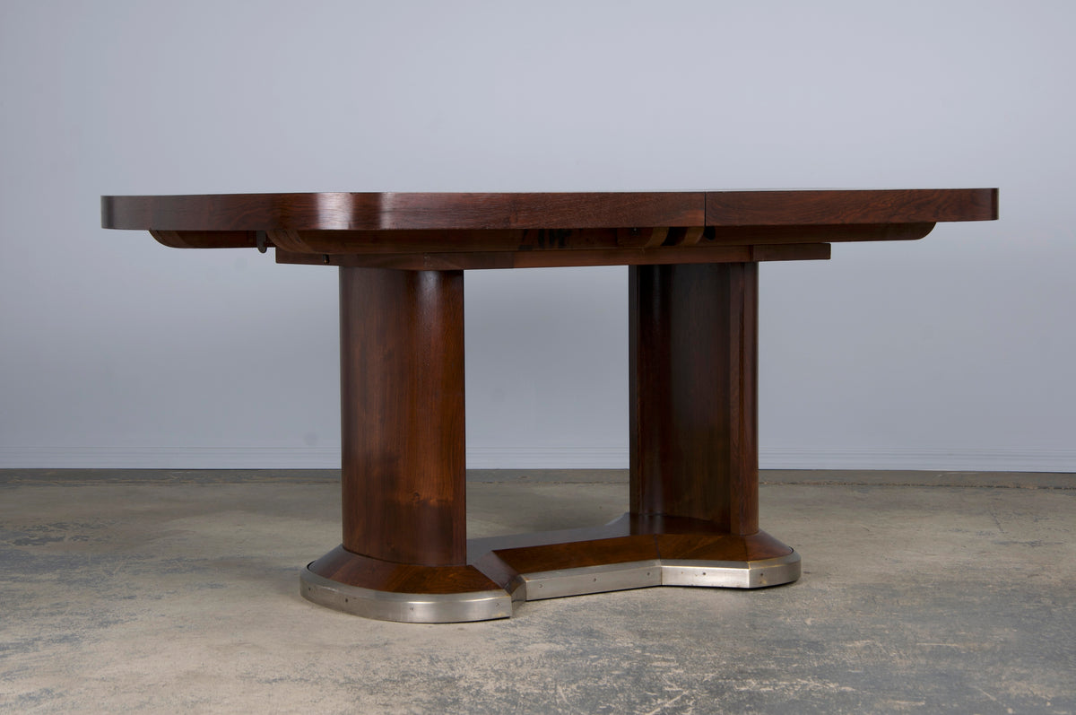 1930s French Jules Leleu Art Deco Rosewood Extendable Dining Table