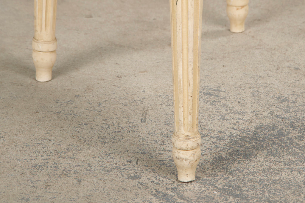 Antique French Louis XVI Style Painted Dining Chairs W/ Cream Fabric - Set of 6