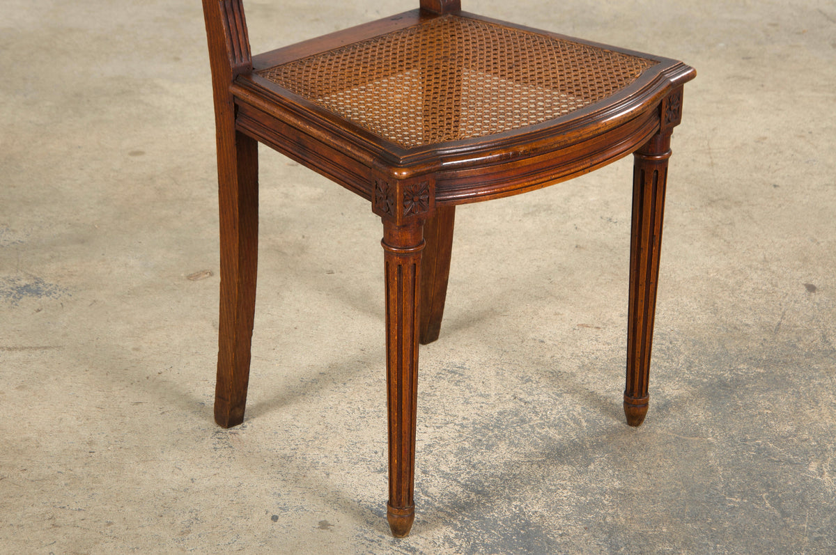 Antique French Louis XVI Style Maple Dining Chairs W/ Cane Seats - Set of 6