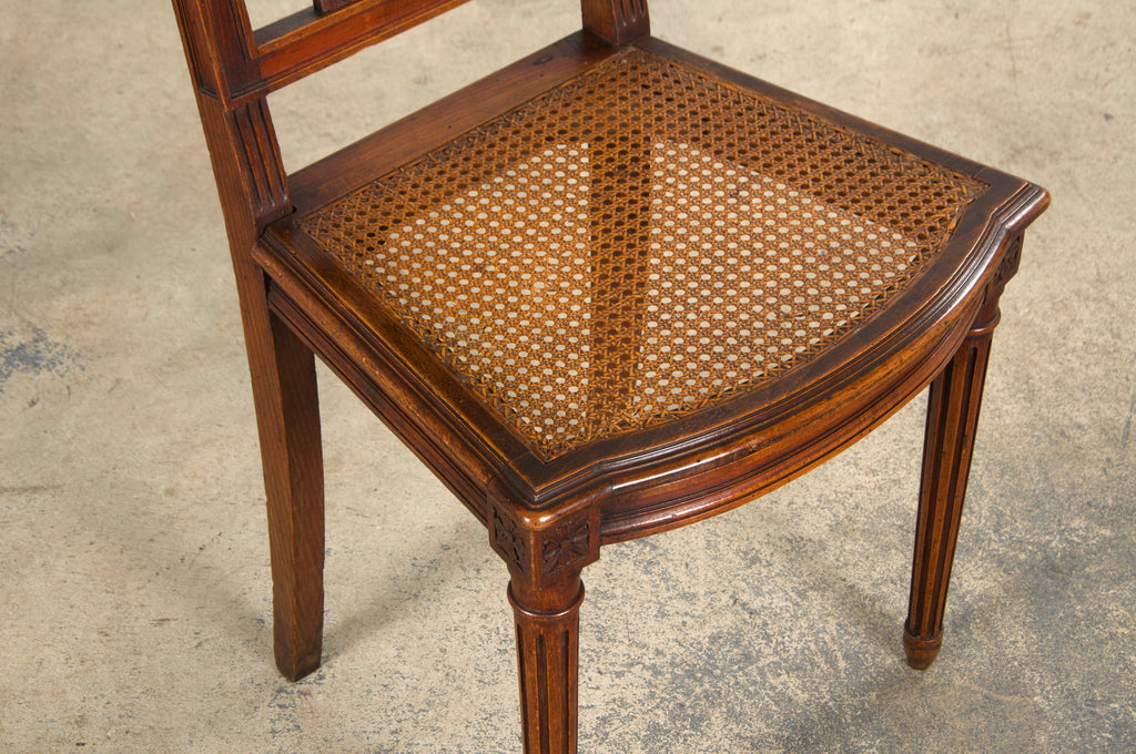 Antique French Louis XVI Style Maple Dining Chairs W/ Cane Seats - Set of 6
