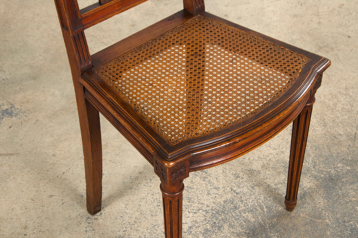 Antique French Louis XVI Style Maple Dining Chairs W/ Cane Seats - Set of 6