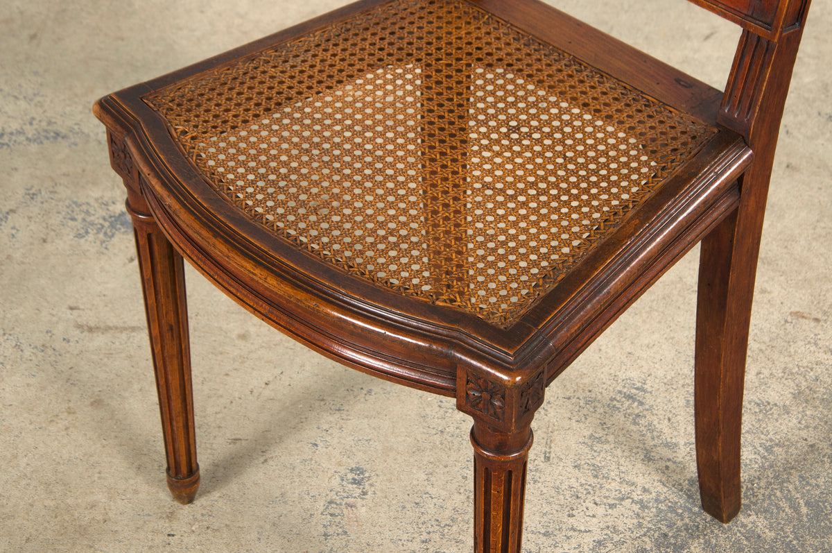 Antique French Louis XVI Style Maple Dining Chairs W/ Cane Seats - Set of 6