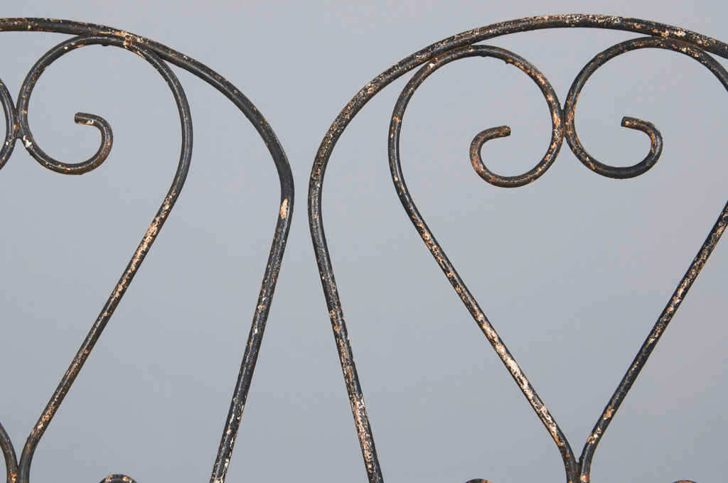 Antique French Art Nouveau Black Wrought Iron Painted Garden Set