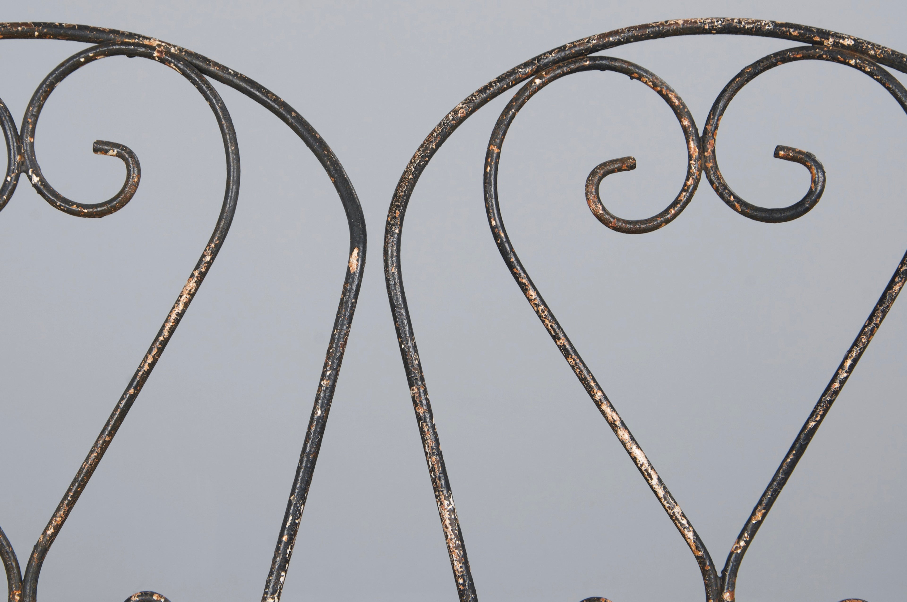 Antique French Art Nouveau Black Wrought Iron Painted Garden Set