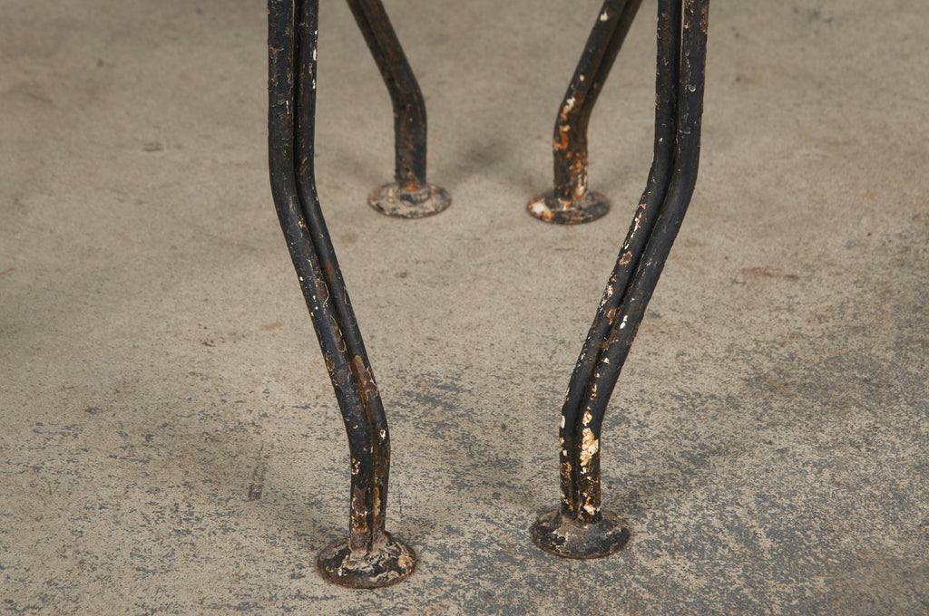 Antique French Art Nouveau Black Wrought Iron Painted Garden Set