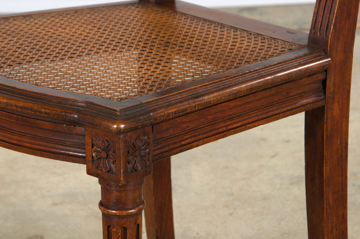 Antique French Louis XVI Style Maple Dining Chairs W/ Cane Seats - Set of 6
