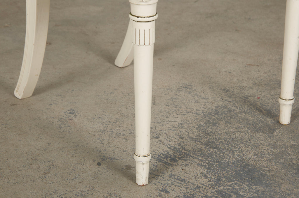 French Neoclassical Painted Dining Chairs in Off-White Velvet - Set of 6 by Maurice Hirsch