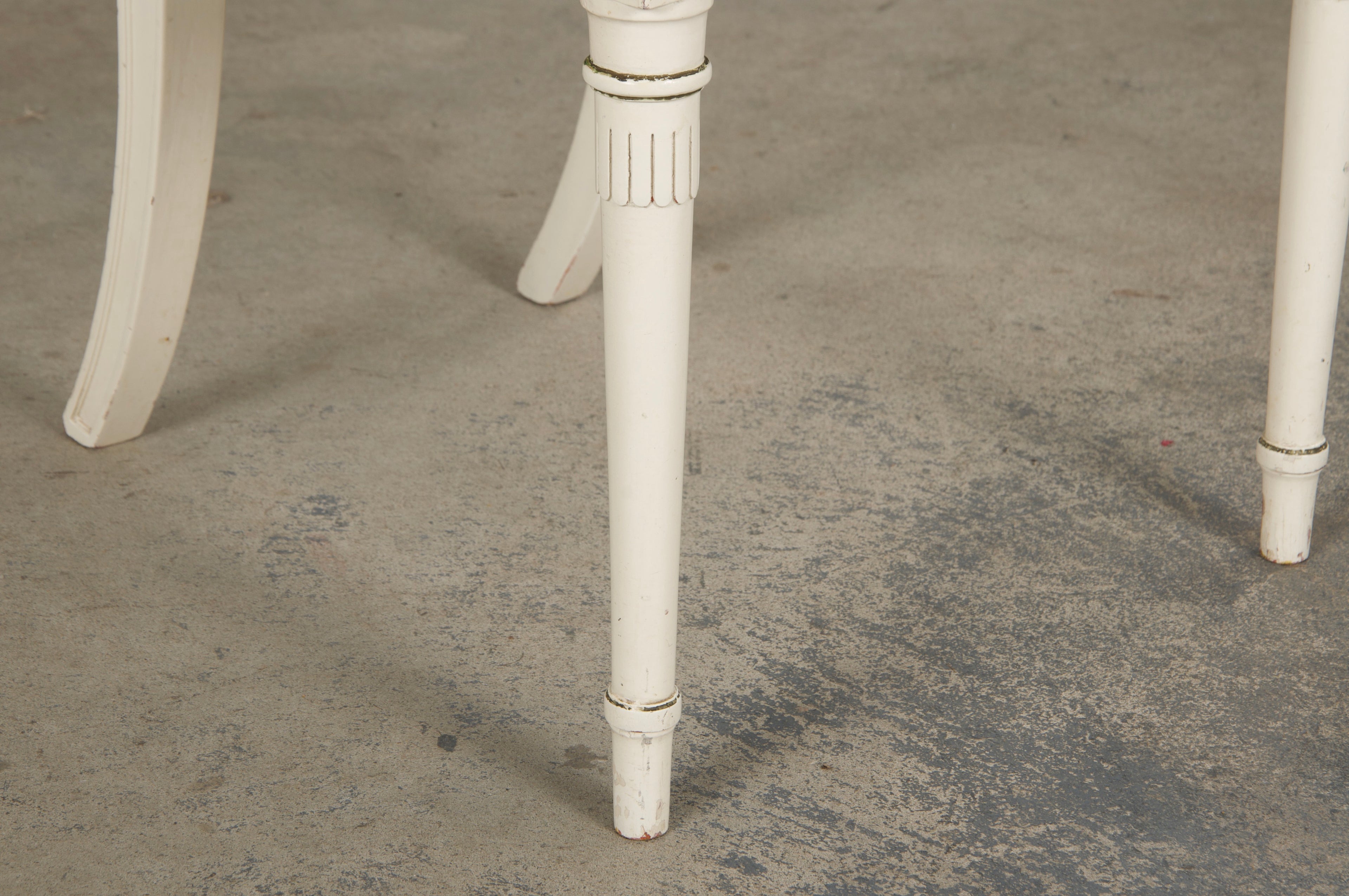 French Neoclassical Painted Dining Chairs in Off-White Velvet - Set of 6 by Maurice Hirsch