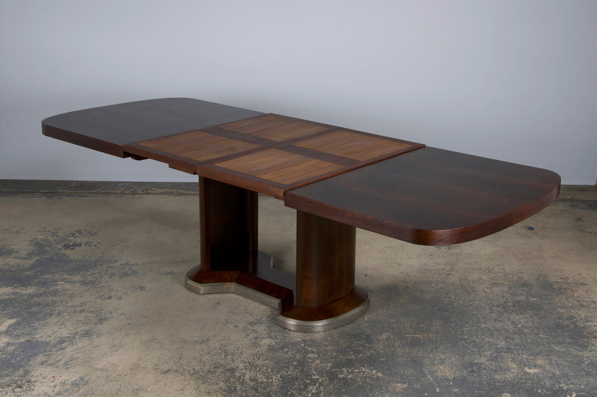 ON HOLD 1930s French Jules Leleu Art Deco Rosewood Extendable Dining Table