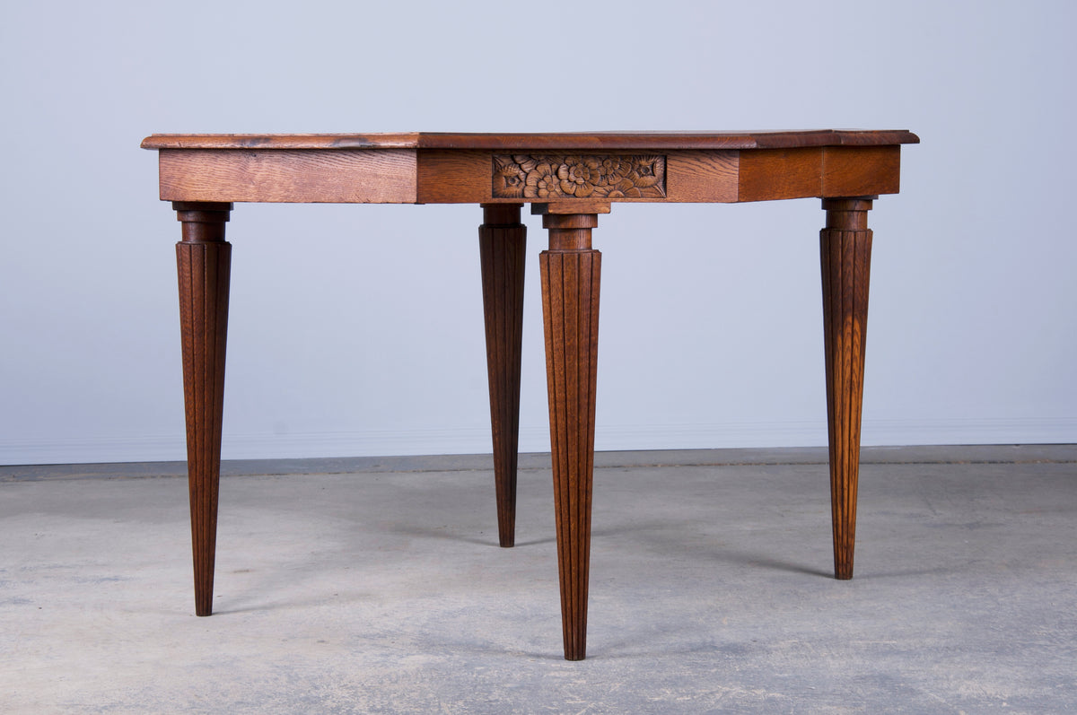 1930s French Art Deco Oak Octagonal Dining Table