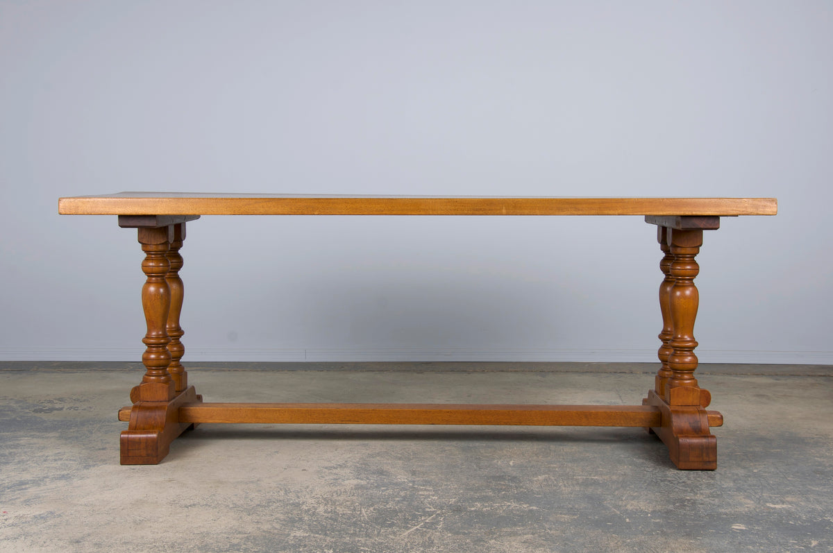 Country French Provincial Style Oak Farmhouse Trestle Dining Table