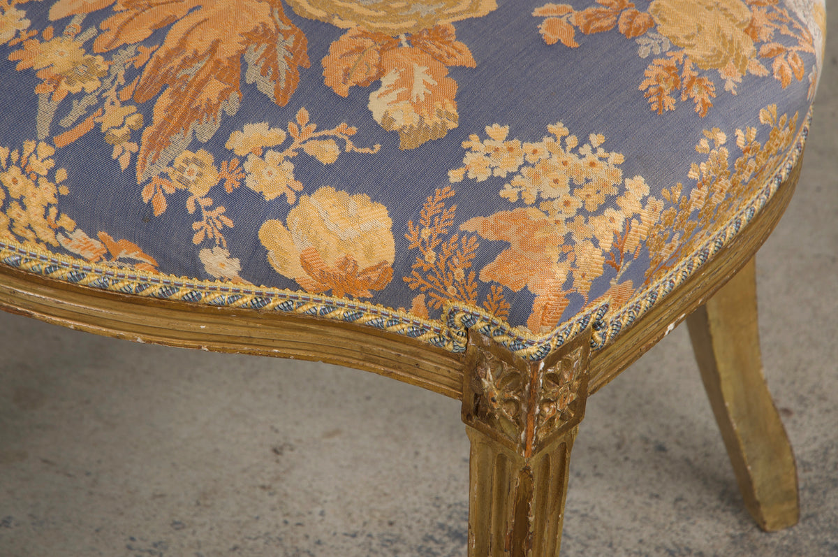 Antique French Neoclassical Louis XVI Painted Dining Chairs W/ Floral Fabric - Set of 6