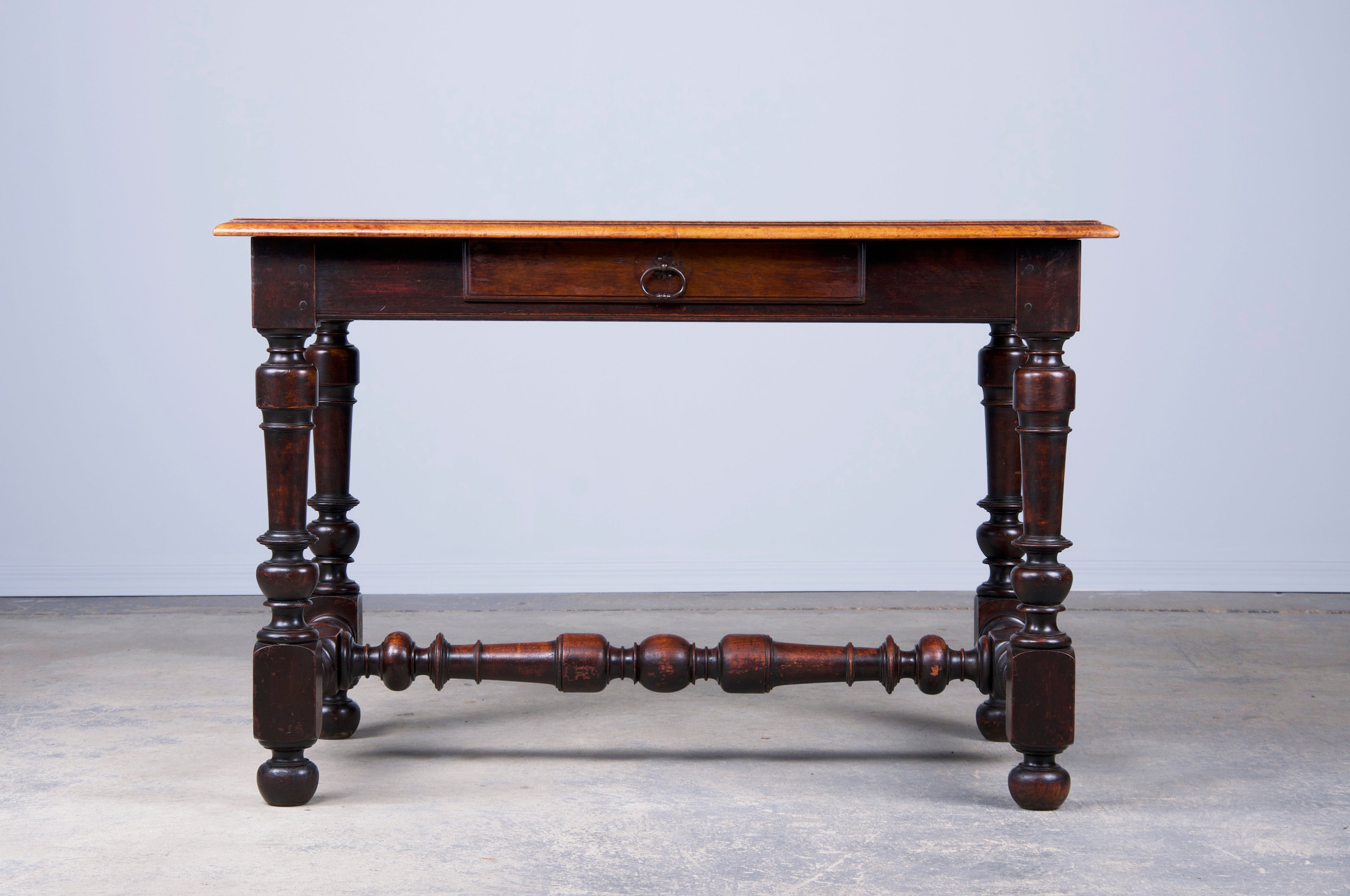 19th Century French Louis XIII Style Walnut Trestle Writing Desk