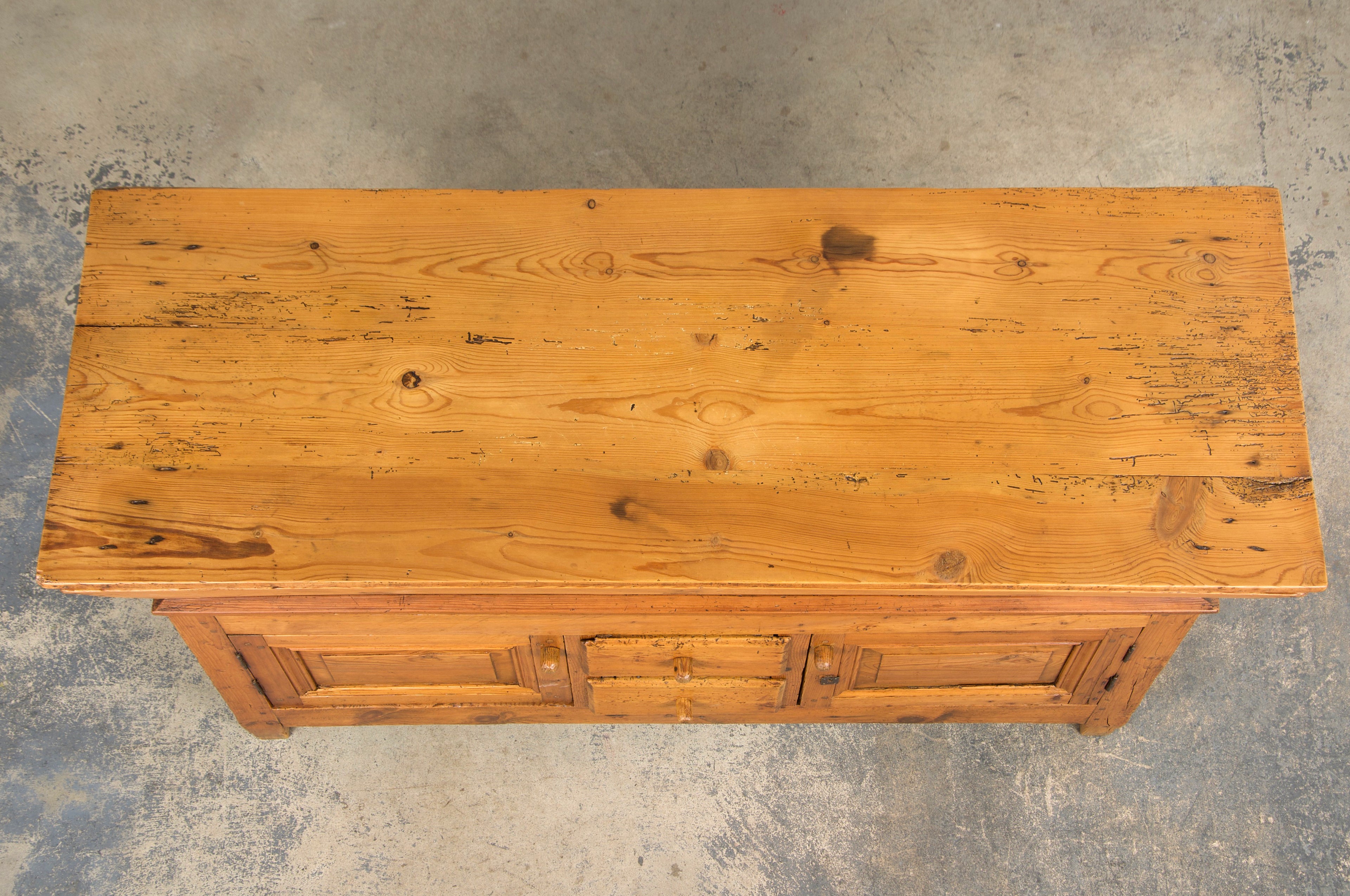 19th Century Country French Provincial Pine Farmhouse Dough Bin Cabinet