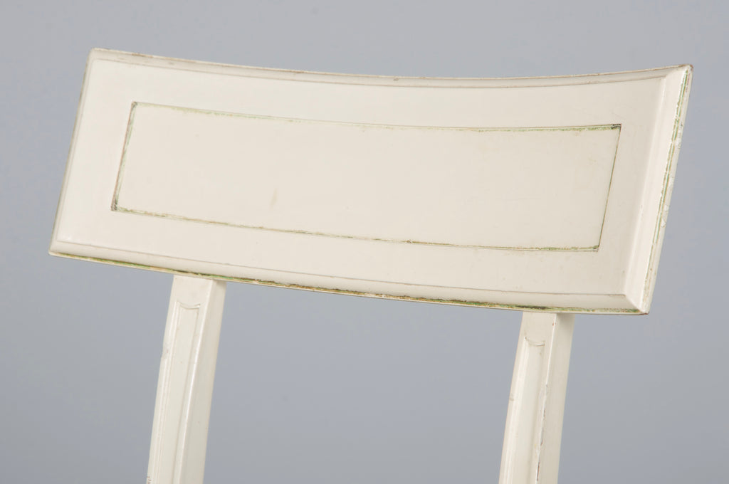 French Neoclassical Painted Dining Chairs in Off-White Velvet - Set of 6 by Maurice Hirsch