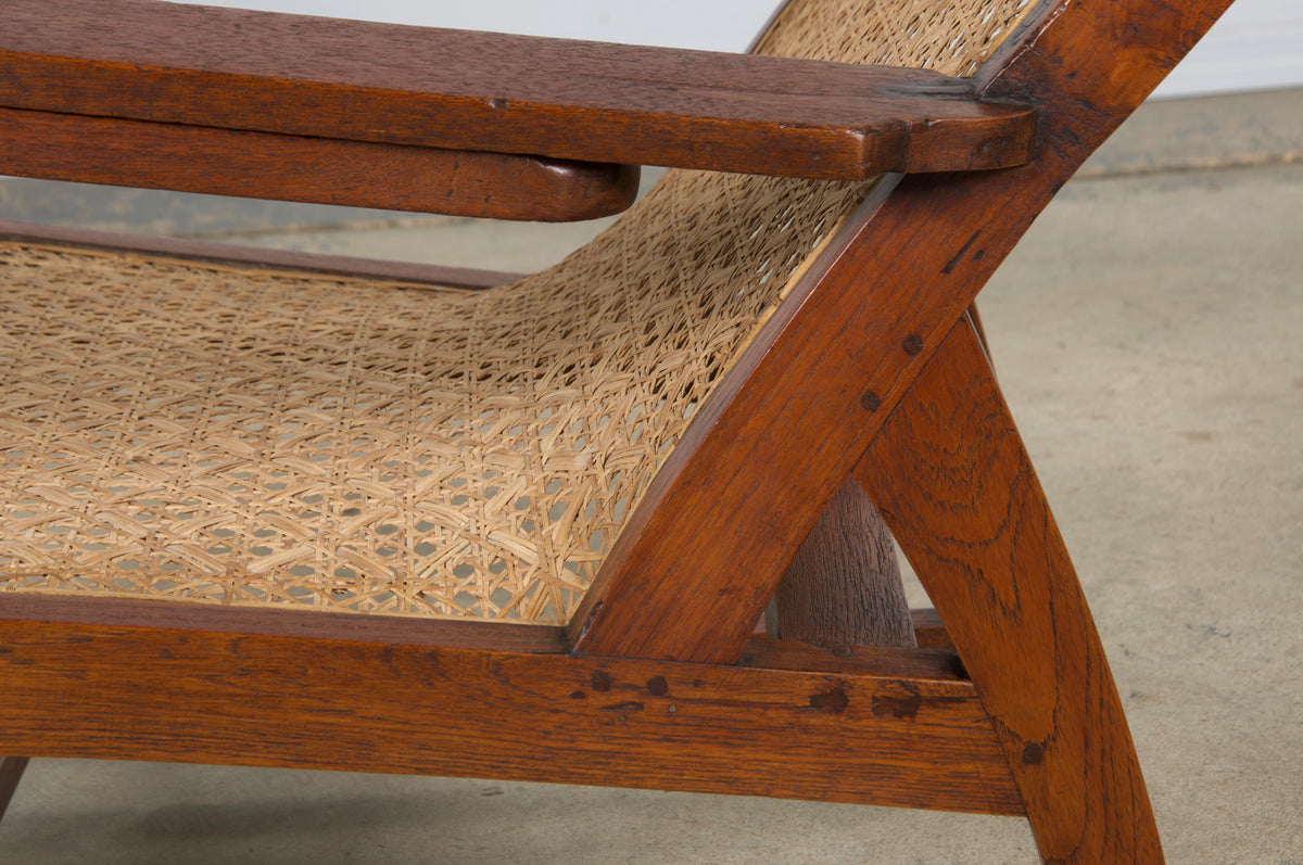 19th Century Colonial Mahogany Plantation Lounge Cane Chair