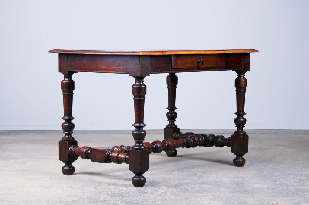 19th Century French Louis XIII Style Walnut Trestle Writing Desk