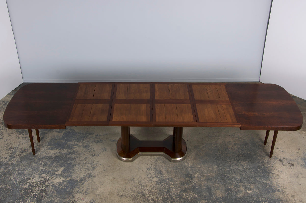 ON HOLD 1930s French Jules Leleu Art Deco Rosewood Extendable Dining Table