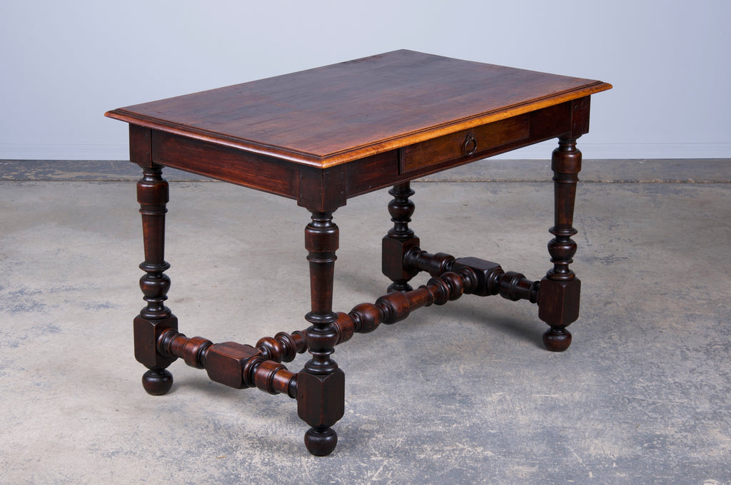 19th Century French Louis XIII Style Walnut Trestle Writing Desk