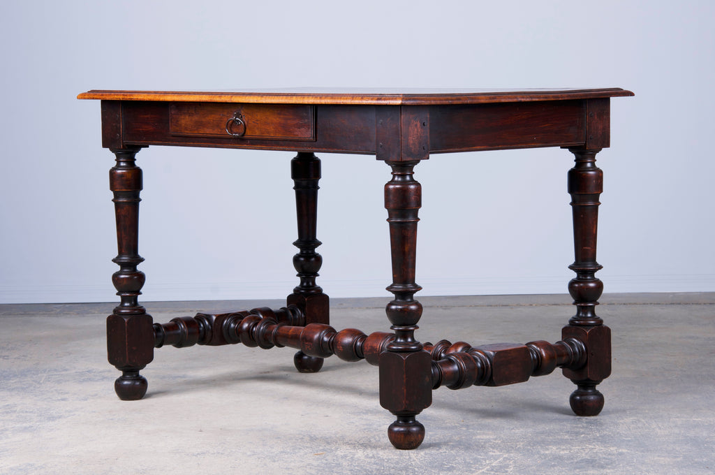 19th Century French Louis XIII Style Walnut Trestle Writing Desk