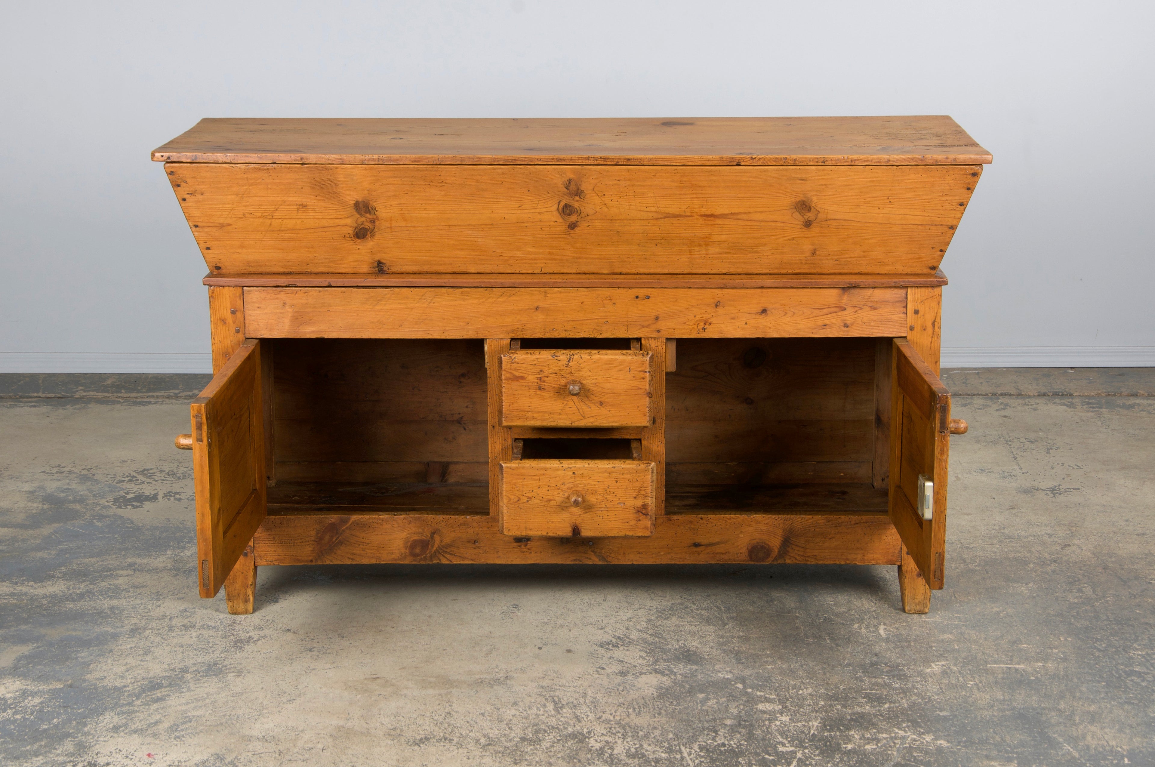 19th Century Country French Provincial Pine Farmhouse Dough Bin Cabinet