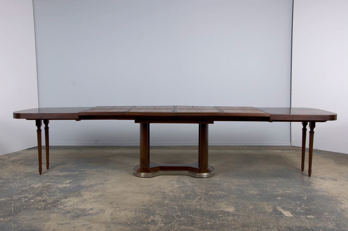 ON HOLD 1930s French Jules Leleu Art Deco Rosewood Extendable Dining Table