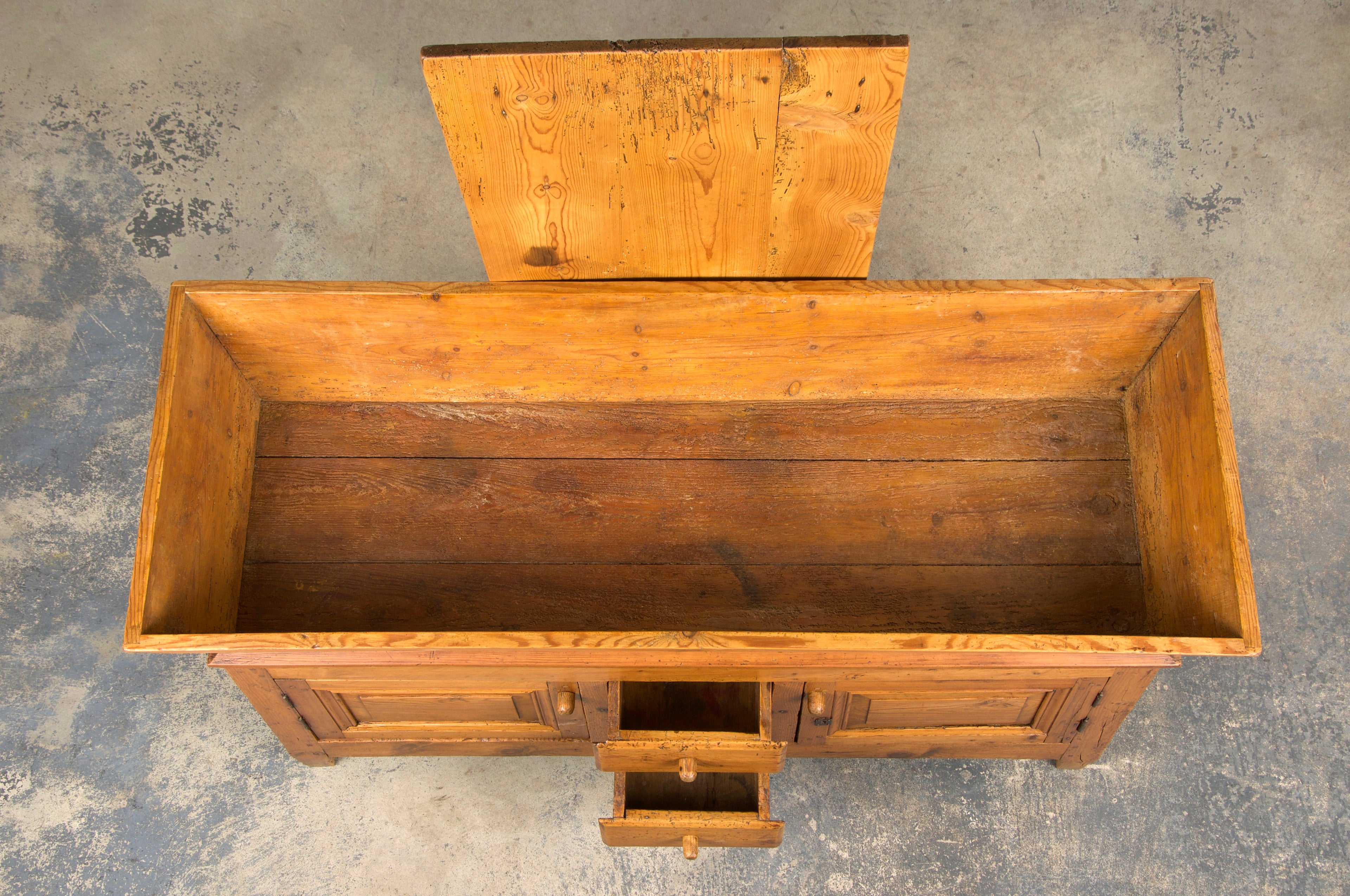 19th Century Country French Provincial Pine Farmhouse Dough Bin Cabinet