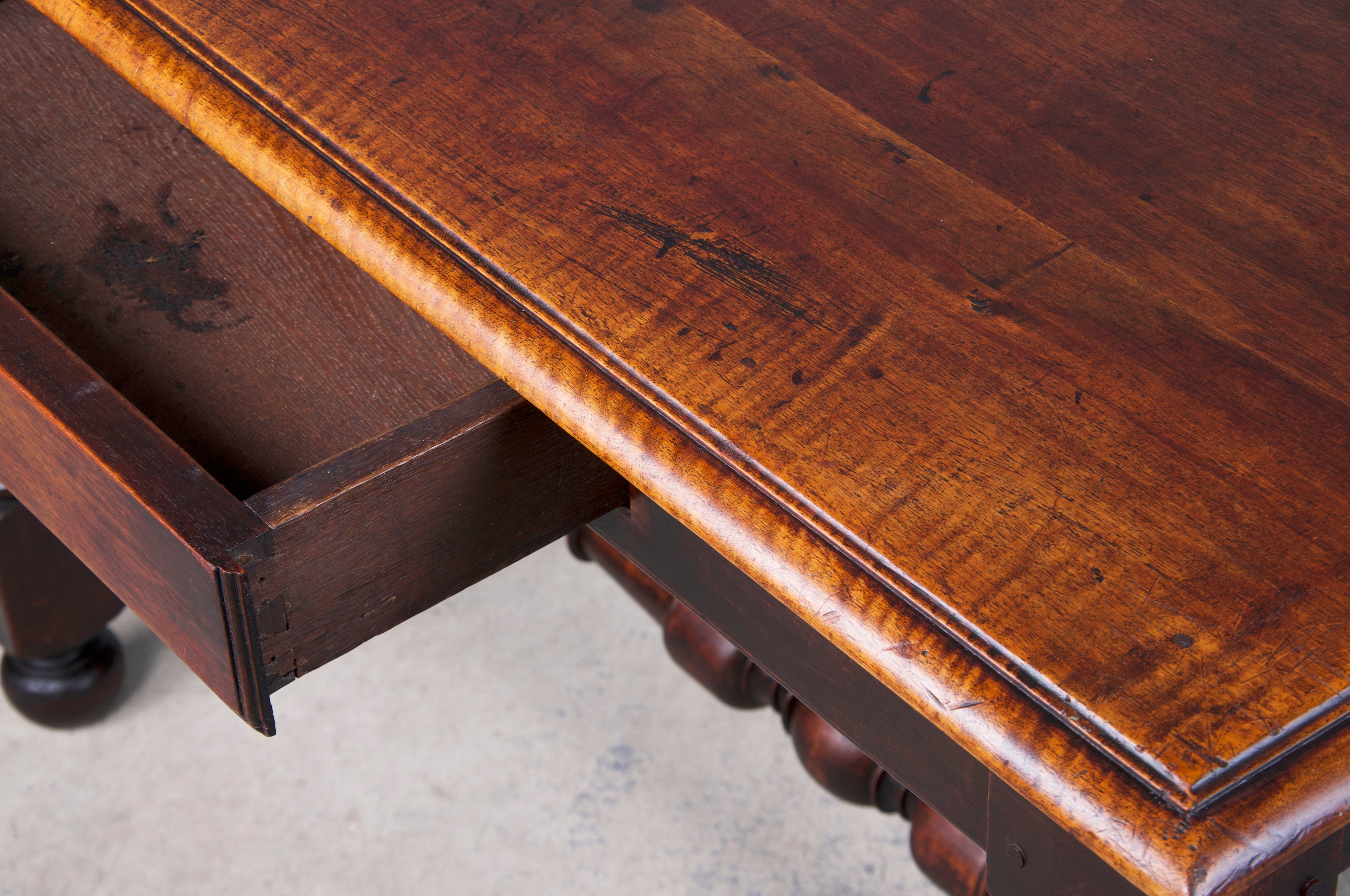 19th Century French Louis XIII Style Walnut Trestle Writing Desk