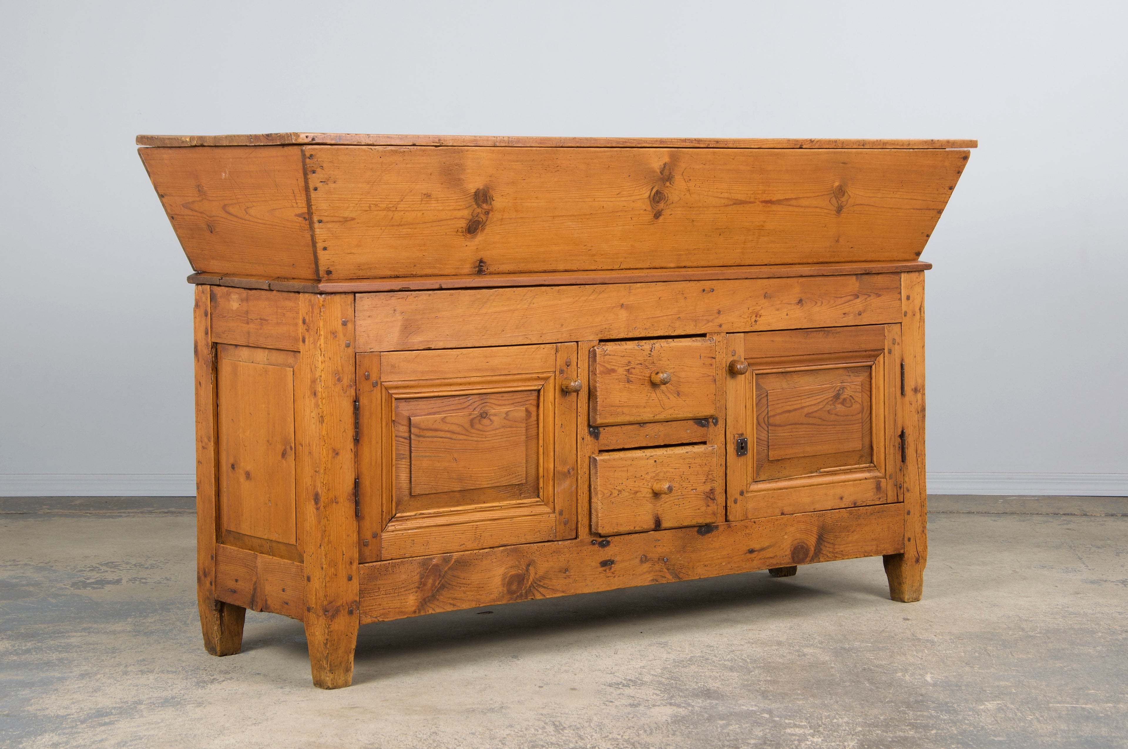 19th Century Country French Provincial Pine Farmhouse Dough Bin Cabinet