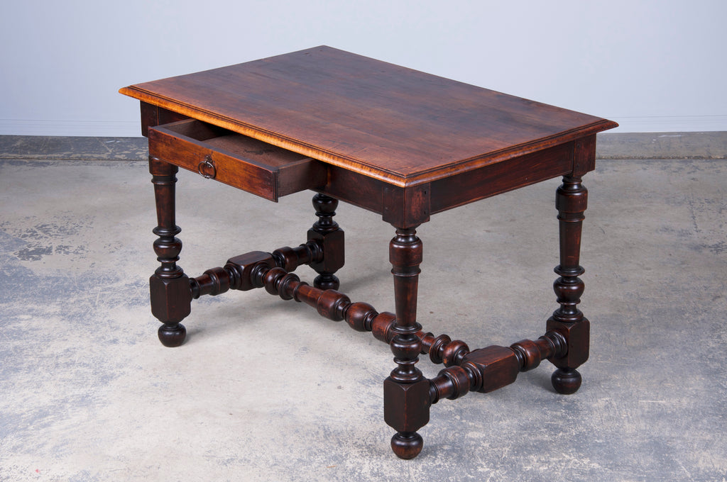 19th Century French Louis XIII Style Walnut Trestle Writing Desk