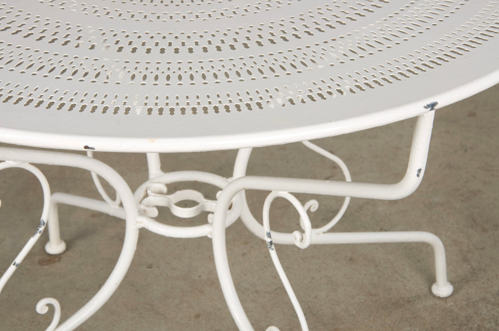 French Art Nouveau Style White Wrought Iron Painted Garden Set