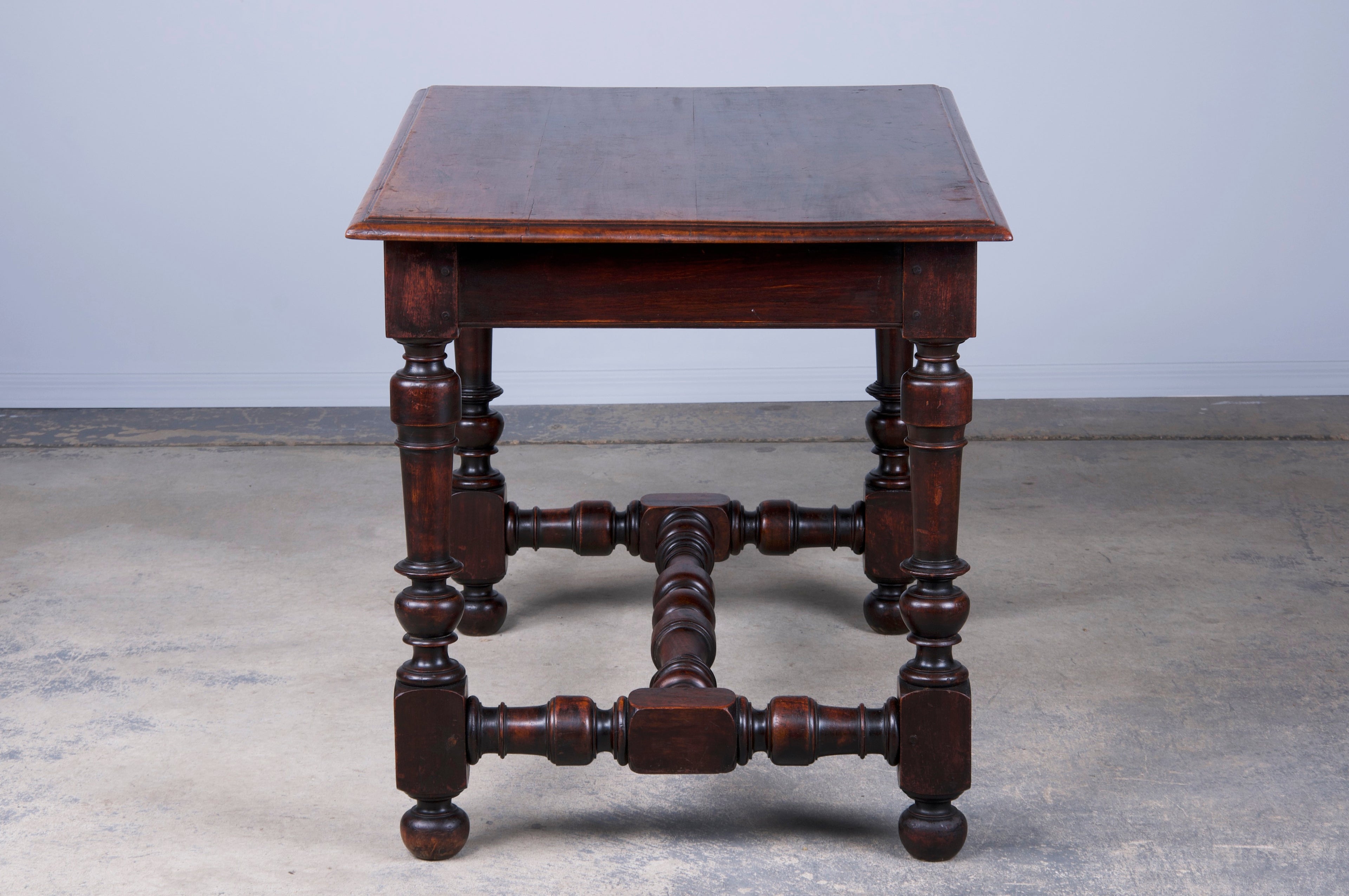 19th Century French Louis XIII Style Walnut Trestle Writing Desk