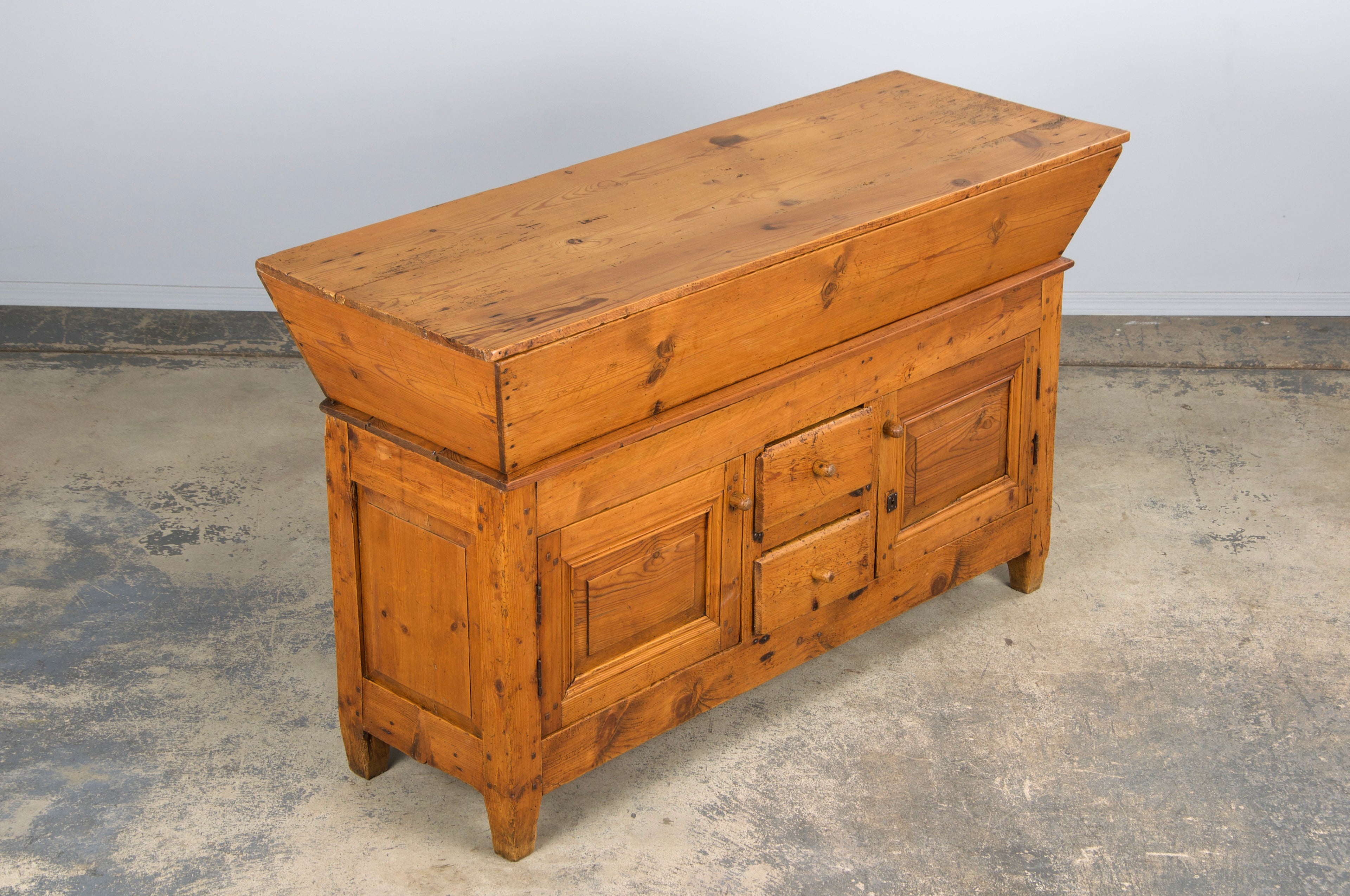19th Century Country French Provincial Pine Farmhouse Dough Bin Cabinet