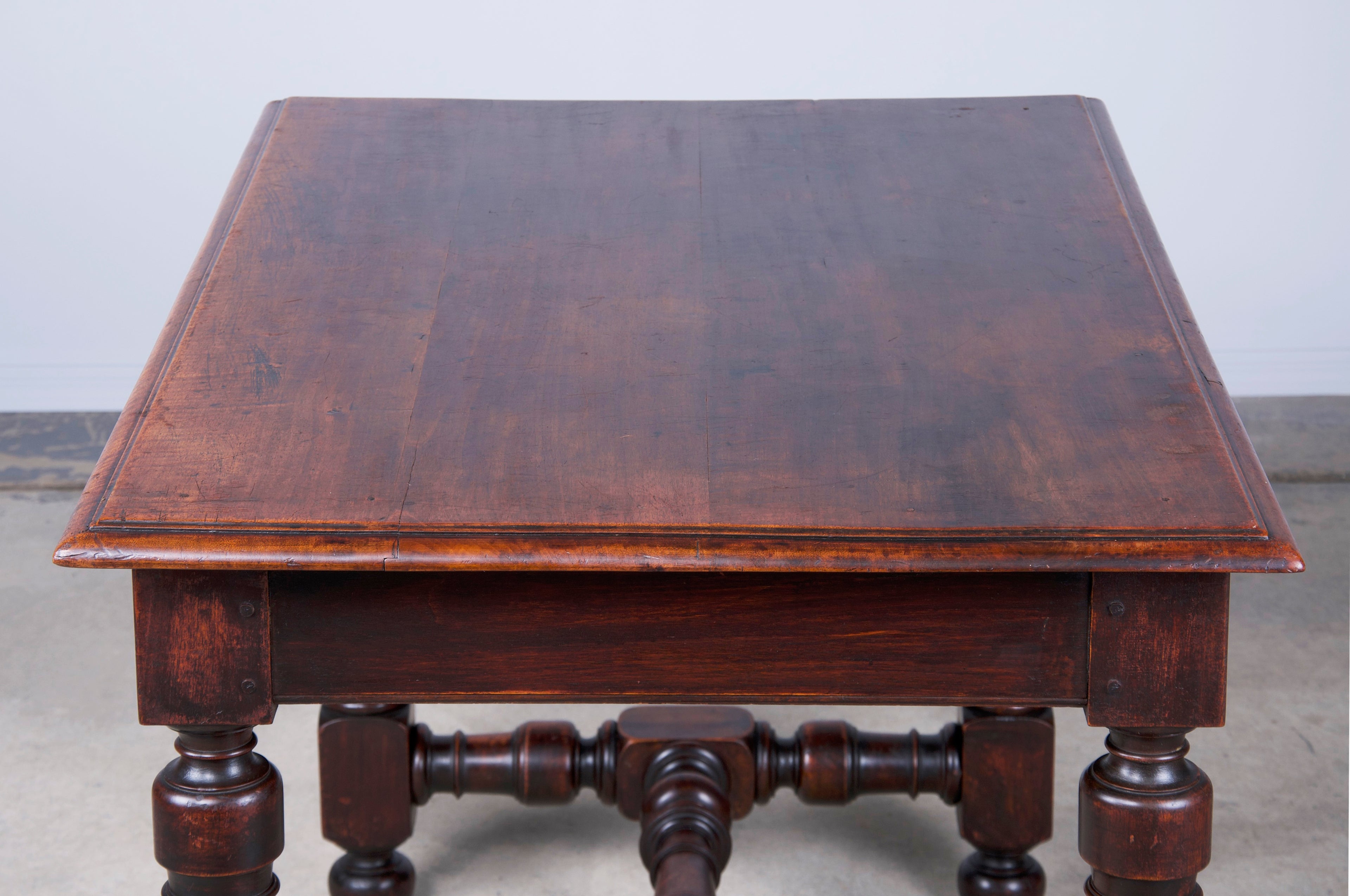 19th Century French Louis XIII Style Walnut Trestle Writing Desk