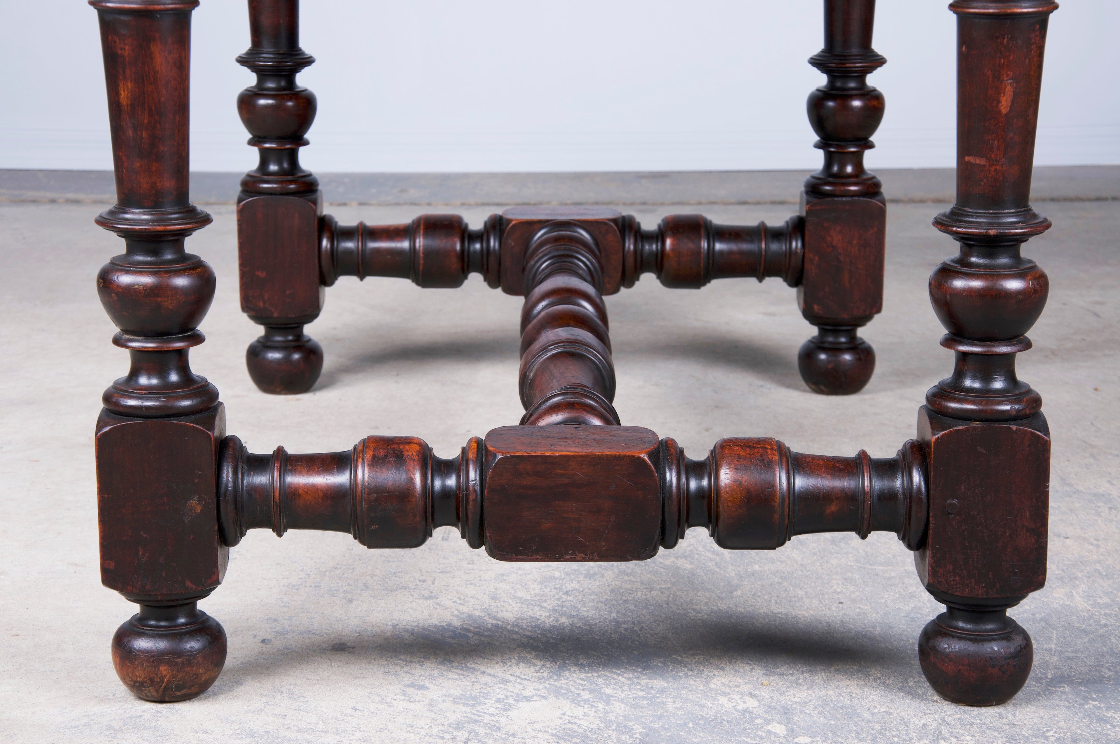 19th Century French Louis XIII Style Walnut Trestle Writing Desk