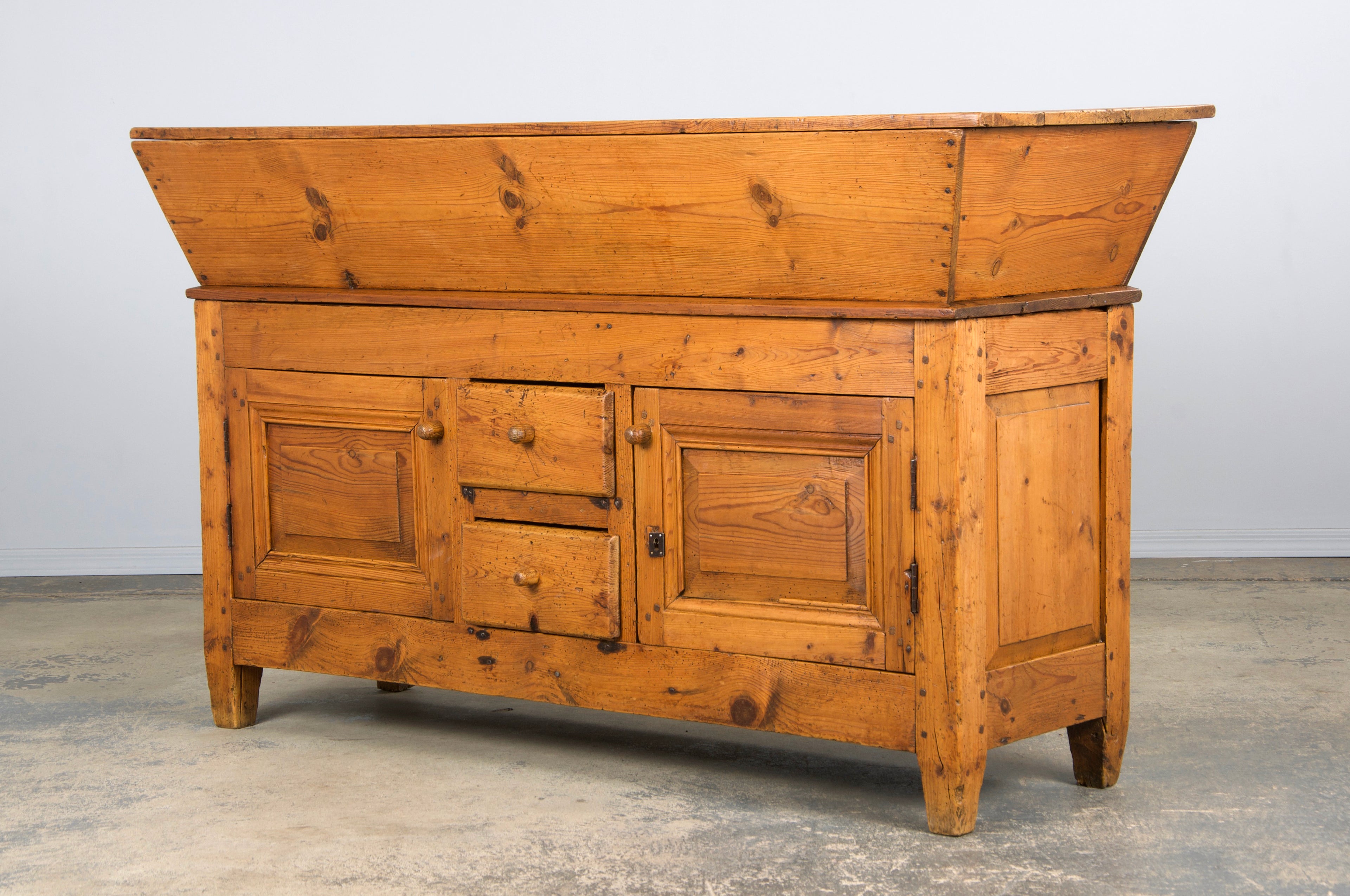 19th Century Country French Provincial Pine Farmhouse Dough Bin Cabinet